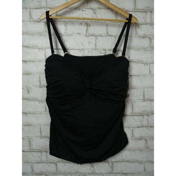 La Blanca Island Goddess Twist Black Ruched Tankini Top 22W NEW - Picture 3 of 6